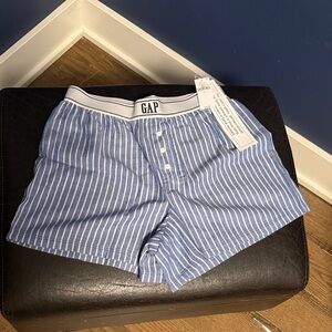 GAP Blue and White Striped Cotton Pajama Shorts